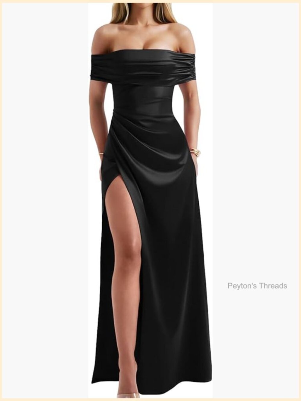 Elegant Off Shoulder High Split Bodycon Maxi Dress for Evening Wedding Guest - Picture 1 of 7